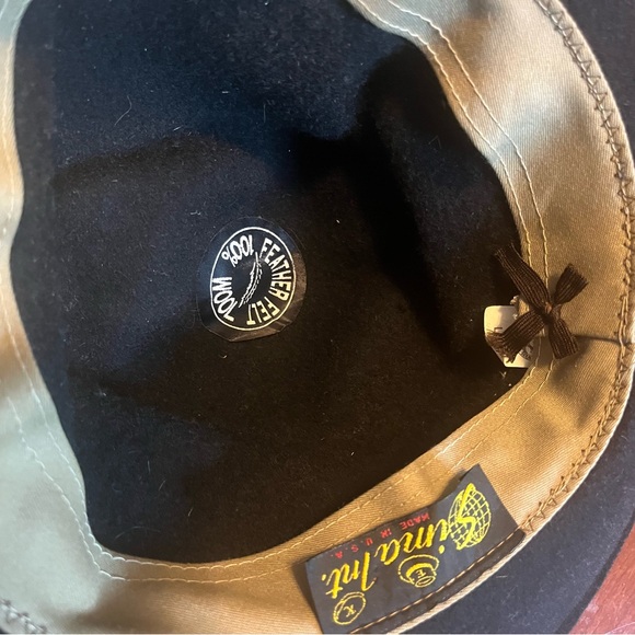 Black  Sima int size L Fedora Hat with Brown Band,,H4 - Picture 4 of 6